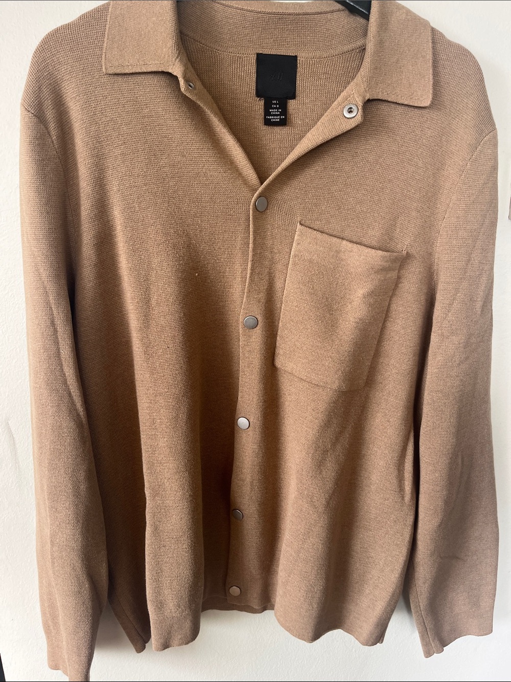 H&M Men's Brown Snap-Front Knit Shirt